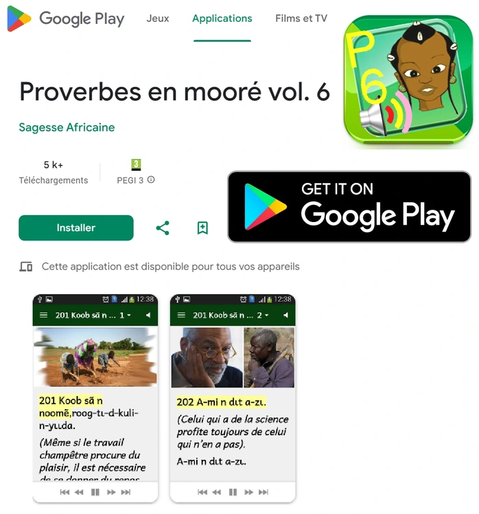 Proverbes moore vol 6 sur Play Store
