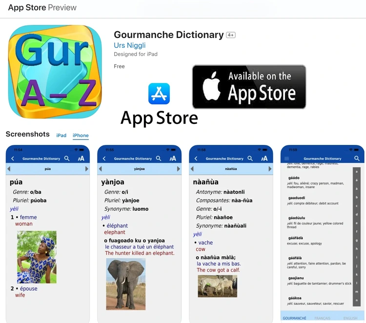 Dictionnaire gulmance iPhone AppStore